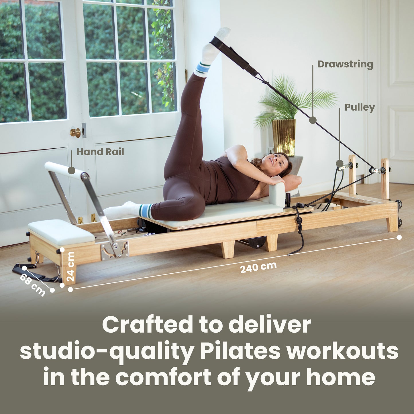 Linen Maple Oak Foldable Pilates Reformer